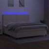 vidaXL Boxspring met matras en LED stof cr&egrave;mekleurig 200x200 cm