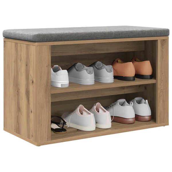 vidaXL Schoenenrek met plank artisanaal eikenkleurig 75 x 35 x 45 cm