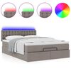 vidaXL Bed poef met matras en LED's 140x200 cm stof taupe