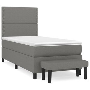 vidaXL Boxspring met matras stof donkergrijs 90x190 cm