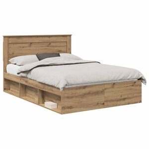 vidaXL Bedframe Ambachtelijk eiken 140 x 190 cm Massief grenenhout