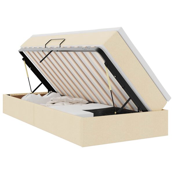 vidaXL Opslag bed met matras met matras Cr&egrave;me 100 x 200 cm Polyester