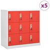 vidaXL Lockerkasten 5 st 90x45x92,5 cm staal lichtgrijs en rood
