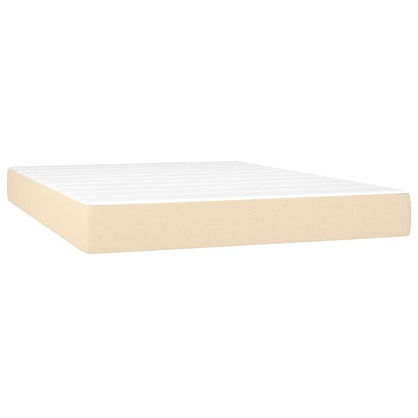 vidaXL Boxspring met matras stof cr&egrave;mekleurig 140x200 cm
