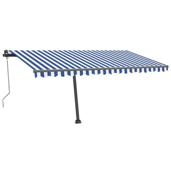 vidaXL Luifel automatisch met LED en windsensor 400x300cm blauw en wit