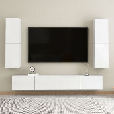 vidaXL Tv-meubel 30,5x30x110 cm spaanplaat hoogglans wit