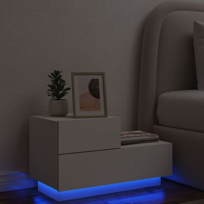 vidaXL Nachtkastje met LED-verlichting 70x36x40,5 cm wit