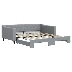 vidaXL Slaapbank met onderschuifbed 100x190 cm stof lichtgrijs
