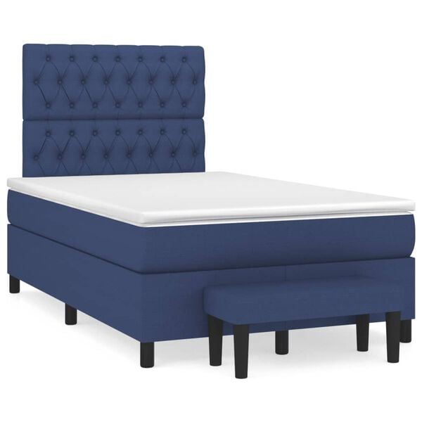 vidaXL Boxspring met matras stof blauw 120x190 cm