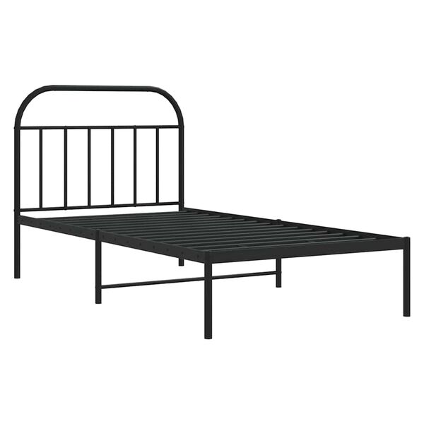 vidaXL Bedframe met hoofdbord metaal zwart 100x200 cm