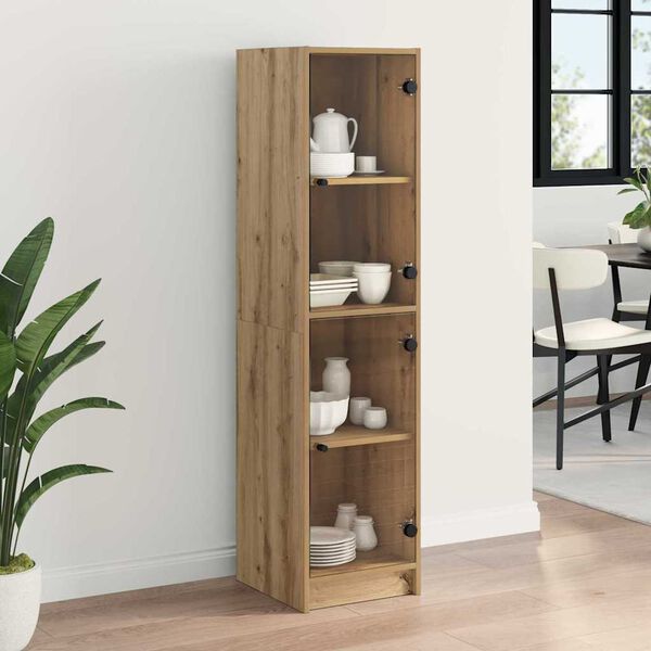 vidaXL Highboard Artisan Eiken 35 x 37 x 142 cm Bewerkt hout