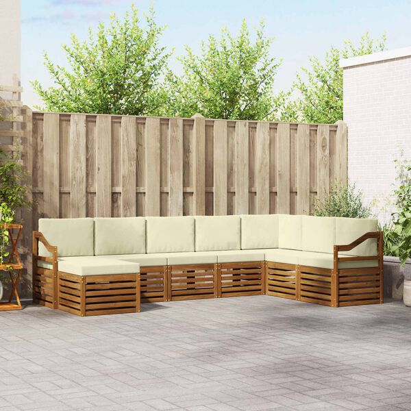 vidaXL Sofa-Sets 8 pcs Natuurlijk en Cr&egrave;me Massief Acaciahout