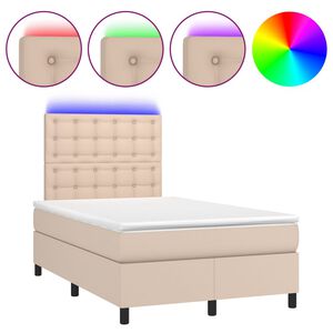 vidaXL Boxspring met matras en LED kunstleer cappuccinokleur 120x200cm