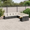 vidaXL 10-delige Loungeset met kussens poly rattan zwart