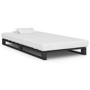 vidaXL Bedframe pallet massief grenenhout grijs 90x200 cm