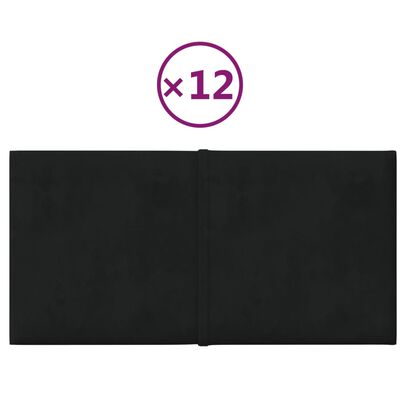 vidaXL Wandpanelen 12 st 0,54 m² 30x15 cm fluweel zwart