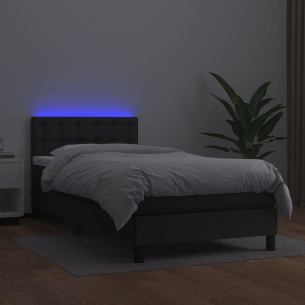 vidaXL Boxspring met matras en LED kunstleer zwart 80x200 cm