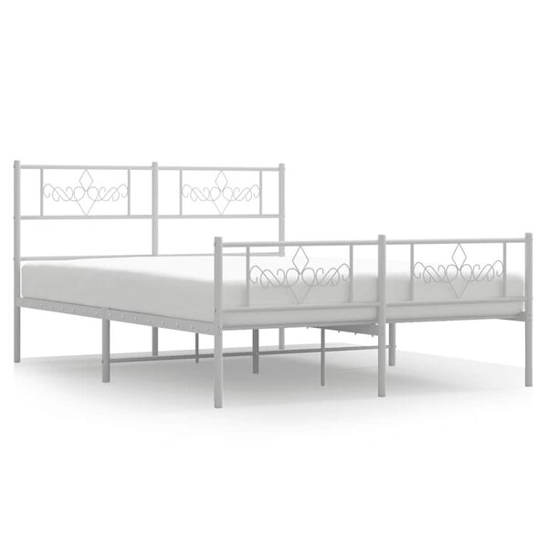 vidaXL Bedframe met hoofd- en voeteneinde metaal wit 140x200 cm