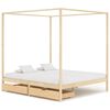 vidaXL Hemelbedframe met 2 lades massief grenenhout 160x200 cm