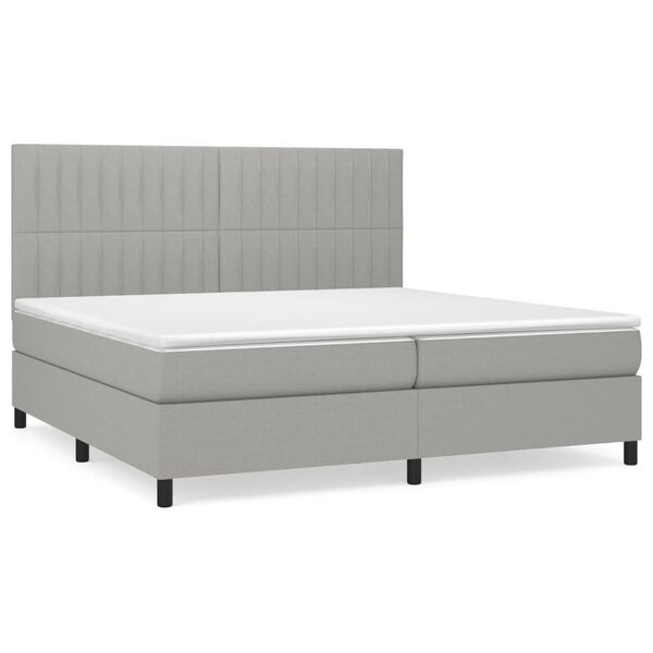 vidaXL Boxspring met matras stof lichtgrijs 200x200 cm