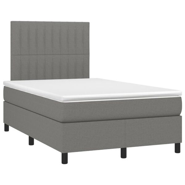 vidaXL Boxspring met matras en LED stof donkergrijs 120x190 cm