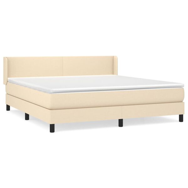 vidaXL Boxspring met matras stof cr&egrave;mekleurig 180x200 cm