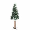 vidaXL Slanke Kerstboom Groen en Wit 210 cm PVC en massief dennenhout