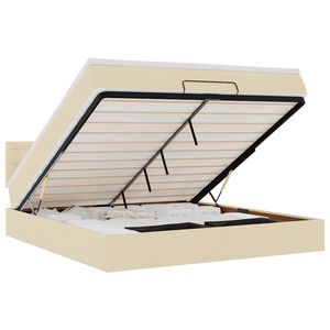 vidaXL Ottoman bed met matras en LED's 160x200cm stof cr&egrave;mekleurig