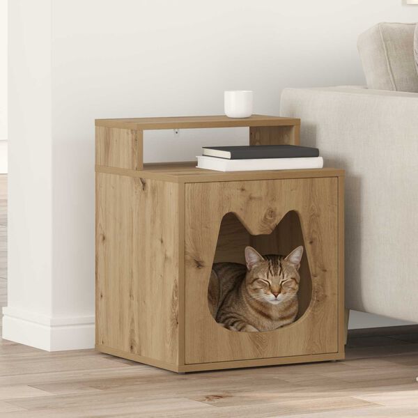 vidaXL Kattenhuis Ambachtelijk eiken 42,5 x 40 x 53,5 cm Bewerkt hout