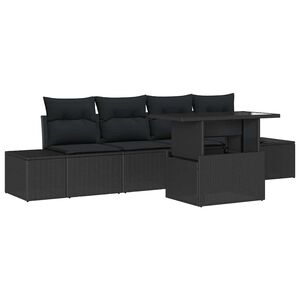 vidaXL Bankstel 5 st Zwart poly rattan
