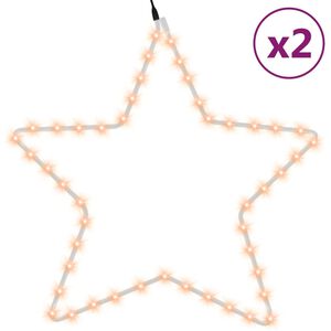 vidaXL Kerstfiguren sterren met 48 LED's 2 st 56 cm warmwit