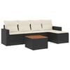 vidaXL 6-delige Loungeset met kussens poly rattan zwart