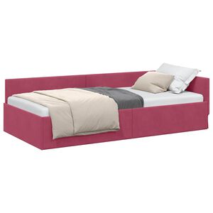 vidaXL Hoekbedframe Wijnrood 80 cm x 200 cm Polyester en multiplex