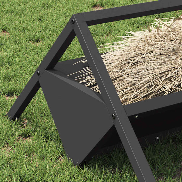 vidaXL Voederbak voor vee Zwart 111 x 76 x 38 cm Koudgewalst Staal