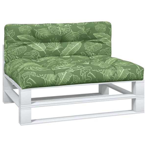 vidaXL Palletkussens 2 st stof bladpatroon