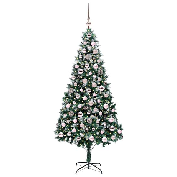 vidaXL Kunstkerstboom Groen 210 cm PVC en Staal en Kunststof