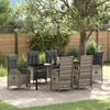vidaXL Tuin eettafelset met kussen 7 pcs Grijs poly rattan