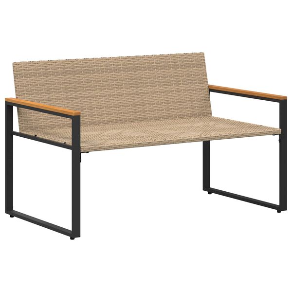 vidaXL Bank met kussen Beige en Cr&egrave;me Wit 115 x 65 x 72 cm Rattan