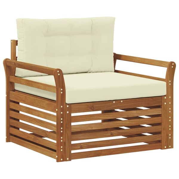 vidaXL Buiten bankenset Massief Acaciahout en Polyester Naturel