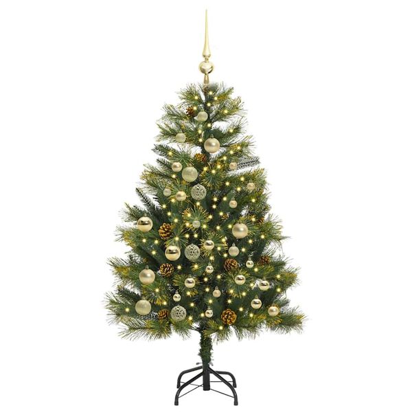 vidaXL Kunstmatige Scharnier Kerstboom met Cones Groen 120 cm