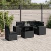 vidaXL 6-delige Loungeset met kussens poly rattan zwart
