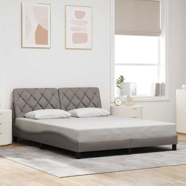 vidaXL Bedframe zonder matras stof taupe 160x200 cm