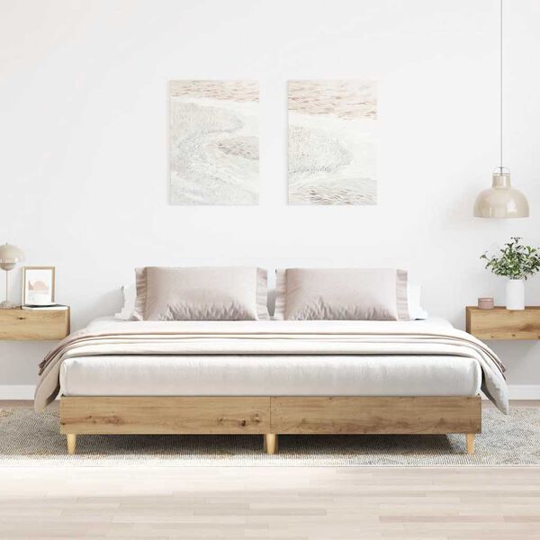 vidaXL Bedframe zonder matras 200x200 cm spaanplaat artisanaal eiken