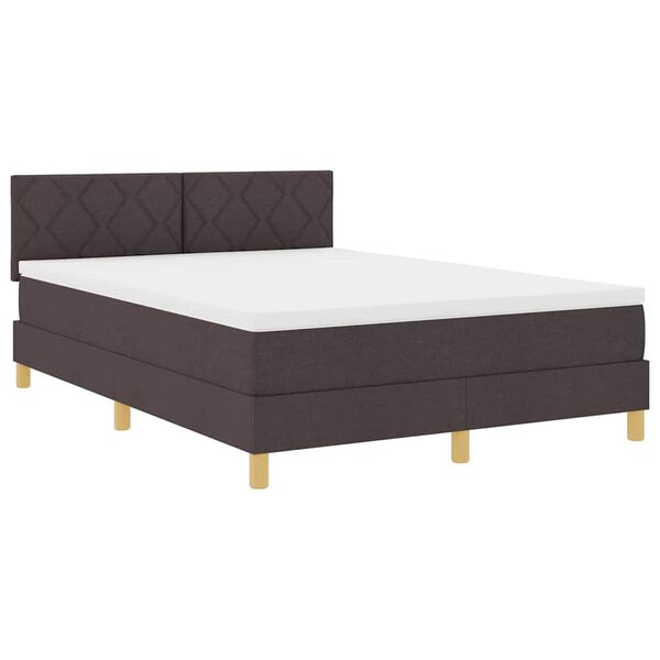 vidaXL Boxspringbed met matras Donkerbruin 140 x 190 cm Stof