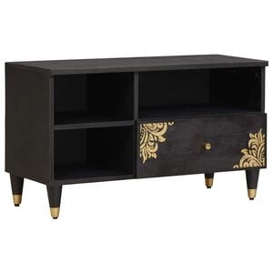 vidaXL TV-kast met lade Zwart 80 x 33 x 46 cm Massief Mango Hout