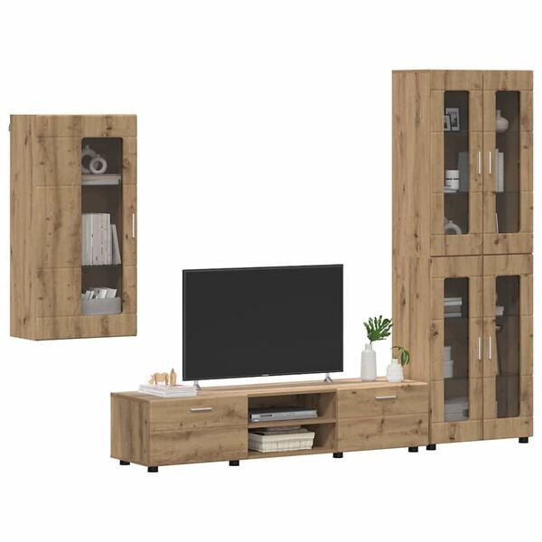 vidaXL Tv-meubelset met lade FLORIN Artisan Eiken Bewerkt hout