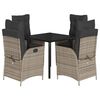 vidaXL 5-delige Tuinset met kussens poly rattan grijs