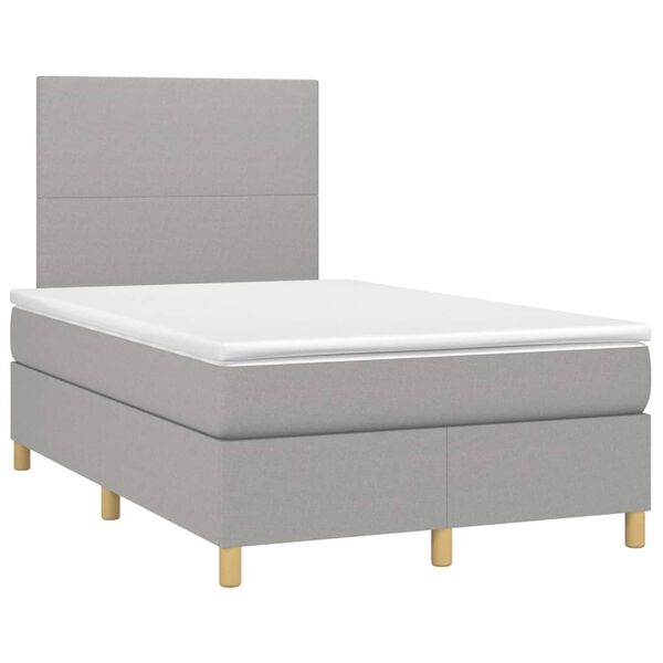 vidaXL Boxspring met matras en LED stof lichtgrijs 120x200 cm