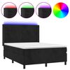 vidaXL Boxspring met matras en LED fluweel zwart 140x190 cm