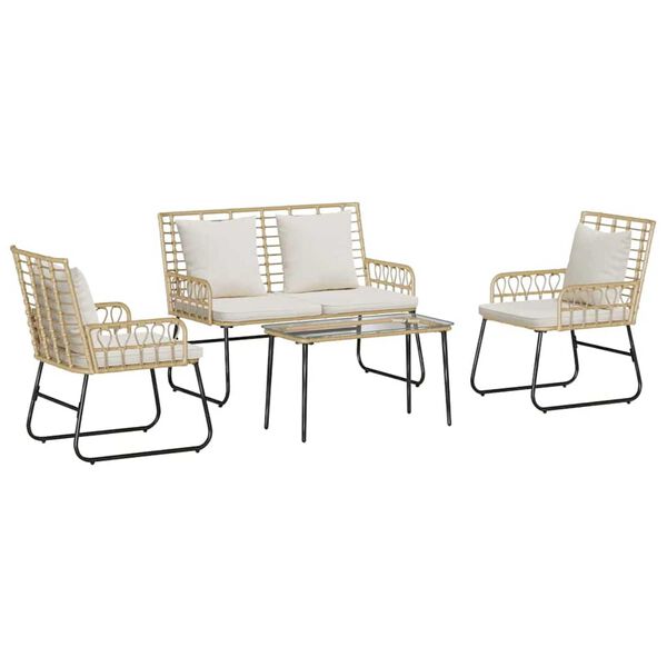 vidaXL Tuinmeubelset met kussen 4 pcs Zwart en Anthraciet poly rattan